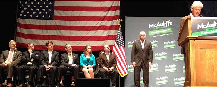 David Toscano with Tom Perriello, Michael Mann, and others campaigning for Terry McAuliffe in Charlottesville in 2013