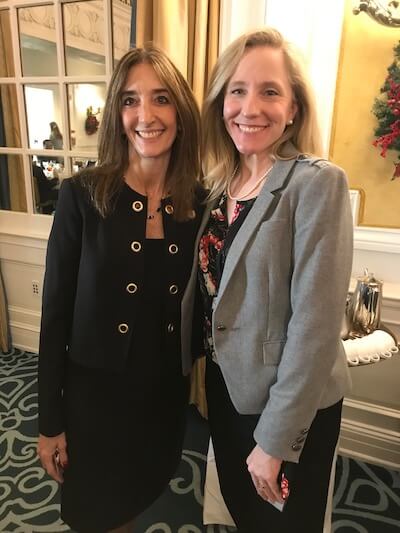 2019 House Democratic Leader Eileen Filler-Corn with newly elected Congresswoman Abigail Spanberger.
